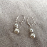 Pearl earrings, Pearl and rhinestone earrings