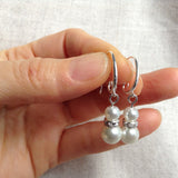 Pearl earrings, Pearl and rhinestone earrings