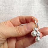 Pearl earrings, Pearl and rhinestone earrings