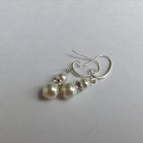 Pearl earrings, Pearl and rhinestone earrings