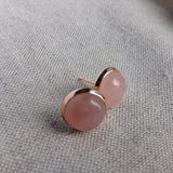 Rose Gold Rose Quartz stud Earrings