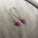 Raw stone Druzy Earrings, Pink Druzy Earrings, Drusy, Graduation Gift, Boho Jewelry,