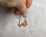 Crystal Rose Gold Pearl Earrings, rose gold earrings,