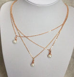 Layered Rose Gold and Pearl Necklace, bridesmaid gift, bridesmaid necklace, bridal party gift, bridal,party jewelry, Rose gold necklace