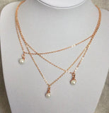 Layered Rose Gold and Pearl Necklace