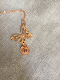Rose Gold jewelry, Butterfly Initial Charm Necklace, Bridesmaid Jewelry, Rose Gold Jewelry, personalized necklace