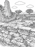 Oradour-sur-Glane Coloring Book Printable | French Village Ruins Coloring Pages | France Travel Coloring Book | Instant Download PDF