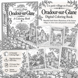 Oradour-sur-Glane Coloring Book Printable | French Village Ruins Coloring Pages | France Travel Coloring Book | Instant Download PDF