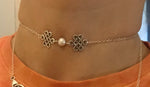 Pearl and Celtic knot choker in gold or silver