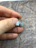 Raw aquamarine earrings in silver, gold or bronze