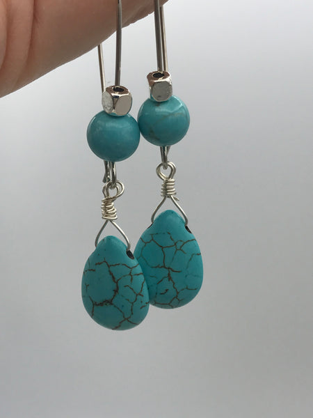 Long dangly turquoise earrings
