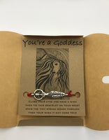 You're A Goddess Wish Bracelet, Hemp cord bracelet, sweet, bff, girlfriend, bridesmaid gift, stocking stuffer,