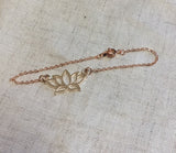 Rose gold Lotus Flower Bracelet, bridal jewelry, yoga jewelry, rose gold flower bracelet, silver lotus