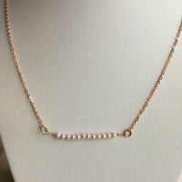 Pearl bar pendant and Rose Gold Necklace, bridesmaid gift,  mother of the bride, bridal pearl jewelry, gift for her, Pearl necklace
