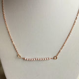Beaded Pearl and Rose Gold Necklace, tiny pearl beaded pendant,