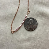 Beaded Pearl and Rose Gold Necklace, tiny pearl beaded pendant,