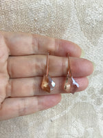 Rose gold crystal earrings, black crystal earrings, Rose gold champagne crystal dangle earrings, bridesmaid gift,