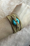 Turquoise faux suede bracelet, turquoise choker, turquoise jewelry,  customized jewelry