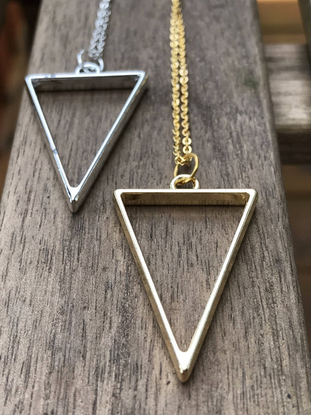 Triangle charm necklace, geometric necklace, triangle pendant, gold triangle