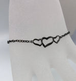 Valentine’s Day gift Black heart bracelet, heart bracelet, black heart choker or bracelet, boho jewelry, goth,