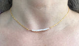 Tiny freshwater pearl choker, delicate pearl necklace in Rose gold, gold or silver, bridal jewelry, bridesmaids gift, Pearl bar necklace