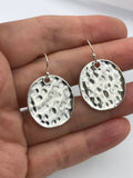 Silver hammered disc dangle earrings, boho earrings, earrings, silver earrings, everyday earrings, bridesmaids gift, boho jewelry,