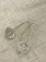 gold or silver threader crystal earrings, long crystal earrings, clear quartz earrings, boho earrings, chunky earrings, boho jewelry earring