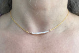 Tiny freshwater pearl choker, delicate pearl necklace in Rose gold, gold or silver, bridal jewelry, bridesmaids gift, Pearl bar necklace