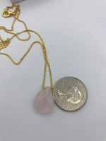 Rose Quartz gold or silver Necklace, Rose Quartz Pendant, pink necklace, layering necklace, bridesmaid gift,