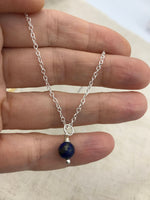 Lapis lazuli choker necklace, petite lapis choker, navy blue stone choker