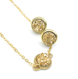 Gold Druzy Earrings and Druzy Choker Bridesmaid Jewelry Set, Bridesmaid Gift Set,