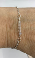 Tiny Moonstone bracelet, moonstone agate bracelet, delicate bracelet,