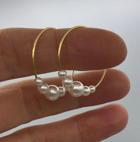 Pearl, gold hoop pearl earrings, silver hoop pearl earrings, small hoops, pearl earrings, boho hoop earrings, silver hoops, bridesmaid gift,