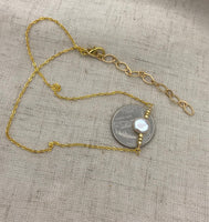 Coin pearl choker necklace, bridesmaid choker, bridesmaid gift, boho layered choker,