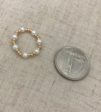Rose gold and pearl ring, tiny pearl ring, bridesmaid ring, mothers day gift, simple pearl ring, dainty pearl ring, pearl jewelry, bridal