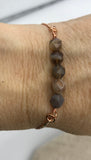Chocolate agate slider bracelet, grey agate slider bracelet, stone bracelet,