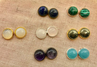 Lapis lazuli, malachite, gray agate, amethyst, rose quartz, pyrite, aquamarine, stud earrings, rose gold, gold, silver, bronze or gunmetal