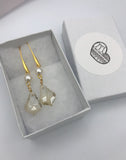 Crystal Rose Gold Pearl Earrings, rose gold earrings, yellow gold, bridesmaid gift, wedding earrings,
