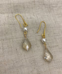 Crystal Rose Gold Pearl Earrings, rose gold earrings, yellow gold, bridesmaid gift, wedding earrings,