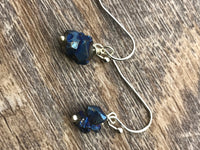 Titanium blue raw druzy stone earrings, raw stone earrings in Rose gold, gold, silver, bronze or gunmetal black,