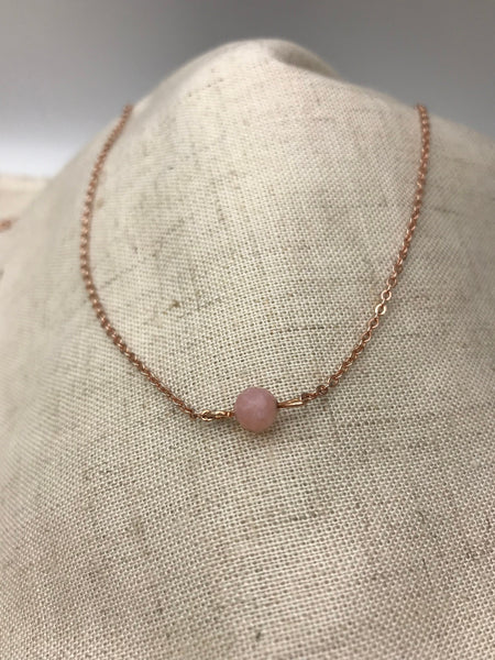 Blush pink opal choker necklace, pink opal necklace in rose gold, gold, or silver