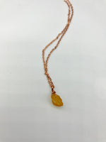 Raw crystal citrine stone necklace in Rose gold, gold or silver, perfect birthstone necklace