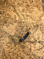 Navy blue star moonstone pendant in Rose gold or gold, celestial rose gold bracelet, slider bracelet