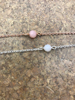Blush pink opal bracelet October birthstone in rose gold, gold, or silver