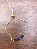 Navy blue star moonstone pendant in Rose gold or gold, celestial rose gold bracelet, slider bracelet