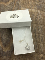 Silver lotus flower necklace with pearl jewelry gift