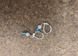 Tiny drop earrings with moonstone and blue agate, dainty boho jewelry gift for her,