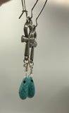 Ankh and turquoise drop long dangly boho Earrings