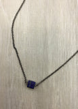 Raw lapis lazuli choker in gunmetal black, bronze, gold, rose gold, or silver, blue necklace