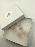 Raw rose quartz chunk dangle earrings in Rose gold, silver, gold or bronze